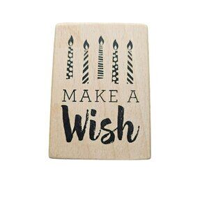 Cat & Chloe Wood Rubber Stamp "Make‎ A Wish" Birthday Candle Design